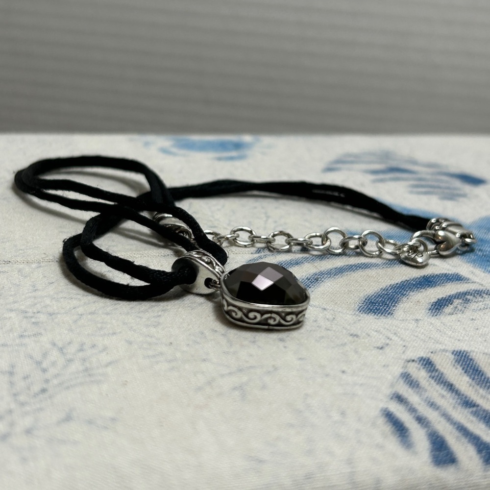 Brighton Venus Rising Necklace Dark Purple Crystal Black Cord Silver Plated 18" - Picture 12 of 13